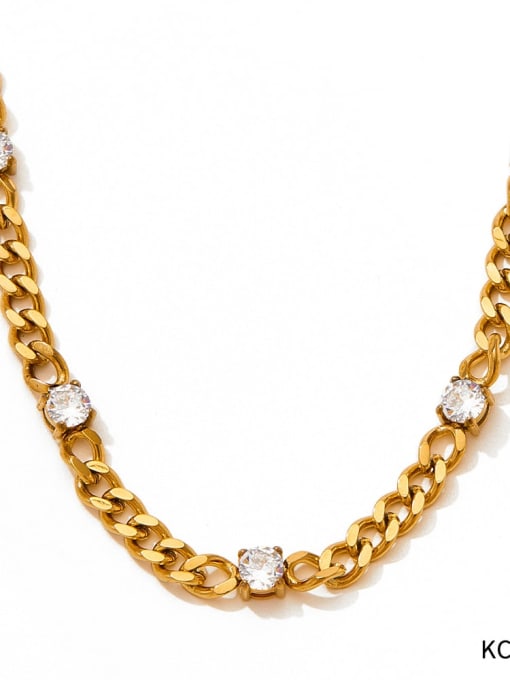 KCD911 Gold Stainless steel Cubic Zirconia Geometric Hip Hop Multi Strand Necklace