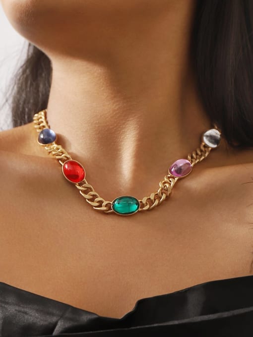 MeiDi-Jewelry Alloy Resin Geometric Trend Necklace 1