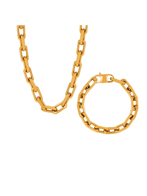 MAKA Titanium Steel Hip Hop Geometric Chain Bracelet and Necklace Set 0