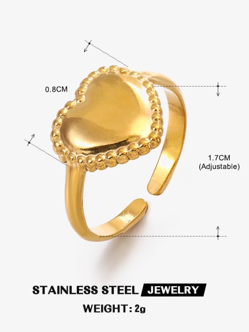 Golden Love Ring Stainless steel Heart Hip Hop Band Ring
