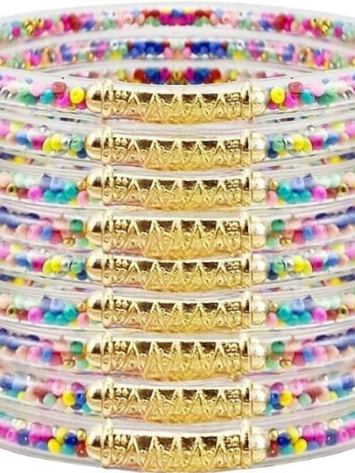 Mizhu Rainbow Mixing PVC Silicone Tube Gold Powder Bracelet, Jelly Bangles Bracelet, Cross-Border 9 in a Group