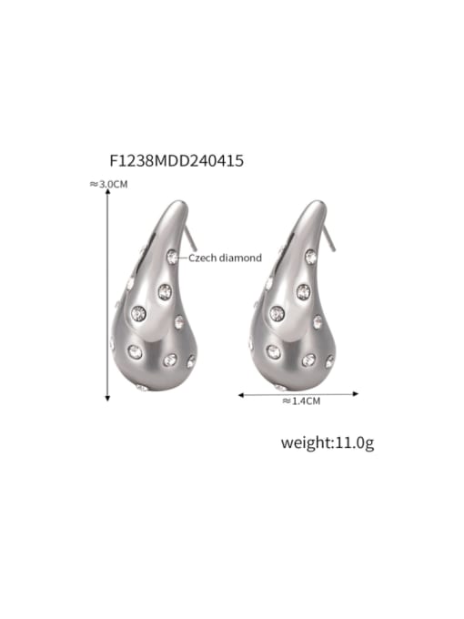 F1238 Steel Earrings Titanium Steel Rhinestone Water Drop Hip Hop Stud Earring