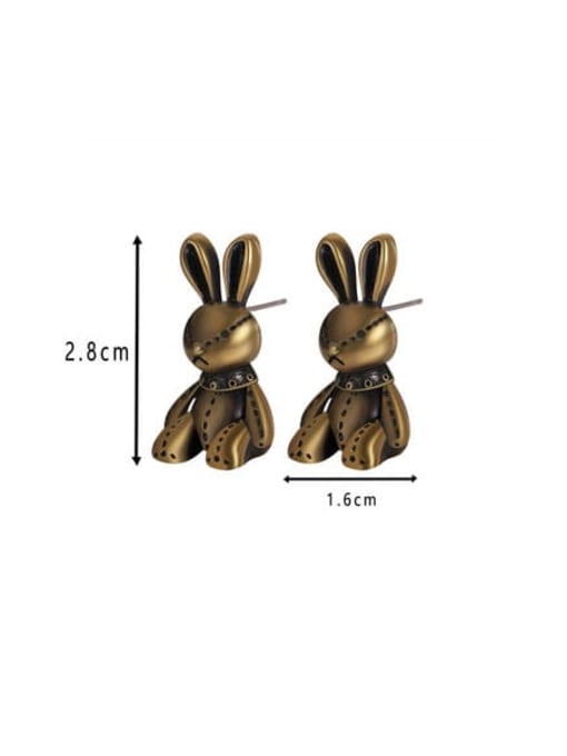 Clioro Brass Rabbit Vintage Stud Earring 3