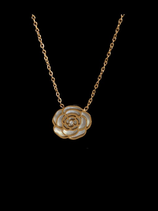 MAKA Titanium Steel Shell Flower Minimalist Necklace 1