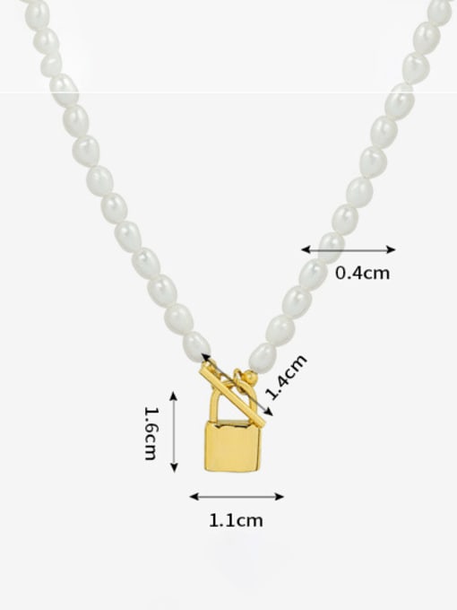 MAKA Titanium Steel Freshwater Pearl Geometric Minimalist Necklace 1