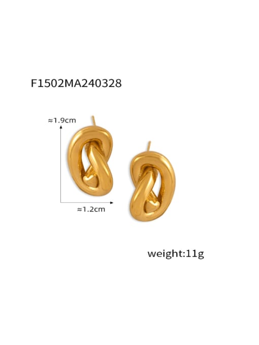 F1502 Gold Earrings Titanium Steel Geometric Hip Hop Stud Earring