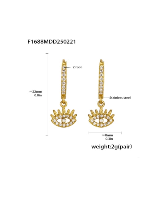 F1688 Golden Earrings Stainless steel Cubic Zirconia Moon Minimalist Huggie Earring