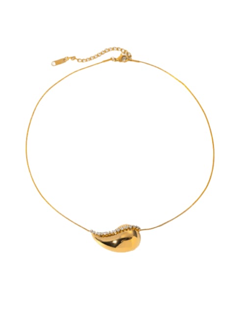 JDN2311017 gold Stainless steel Rhinestone Irregular Minimalist Necklace