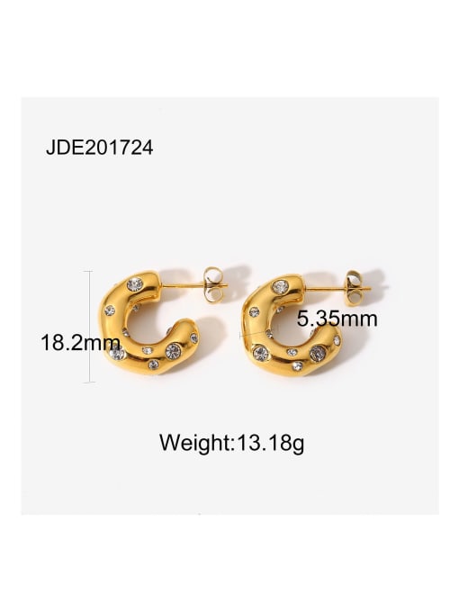 JDE201724 Stainless steel Cubic Zirconia Geometric Trend Stud Earring