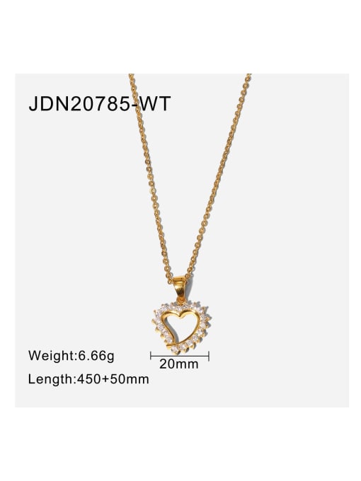 JDN20785 WT Stainless steel Cubic Zirconia Heart Dainty Necklace