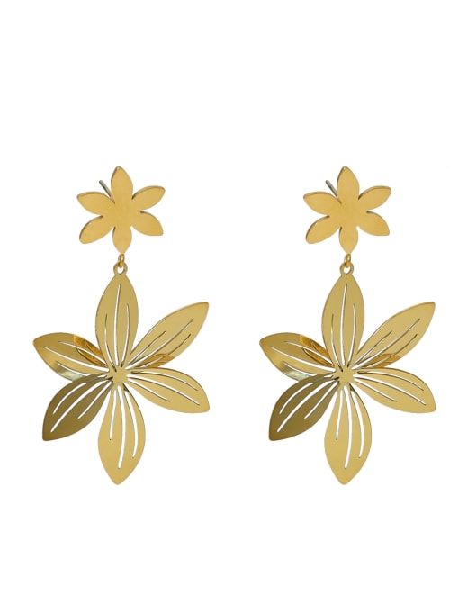 SE23071702 Titanium Steel Flower Trend Drop Earring