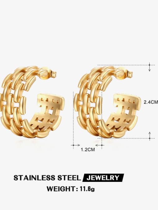 Gold ZN429G Stainless steel Geometric Hip Hop Stud Earring