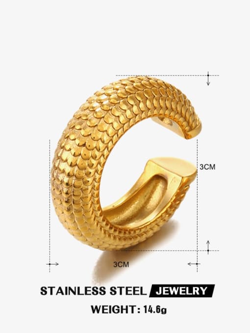 1 golden fish scale ear clip Stainless steel Geometric Hip Hop Single Earring