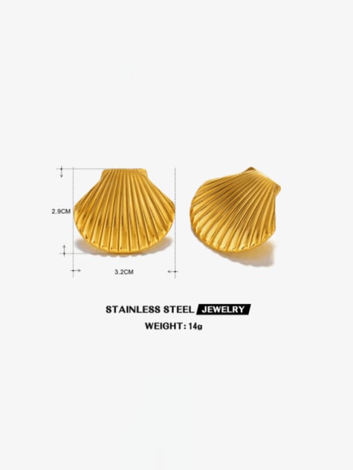 J$L  Steel Jewelry Stainless steel Irregular Shell Shape Hip Hop Stud Earring 1