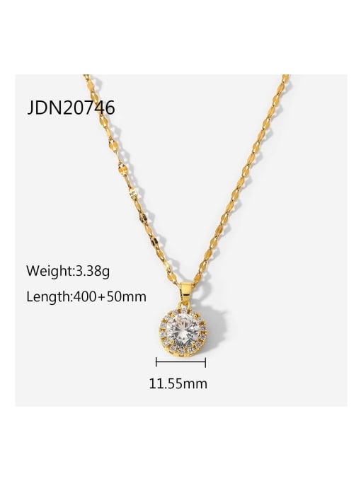 JDN20746 Stainless steel Cubic Zirconia White Round Dainty Necklace