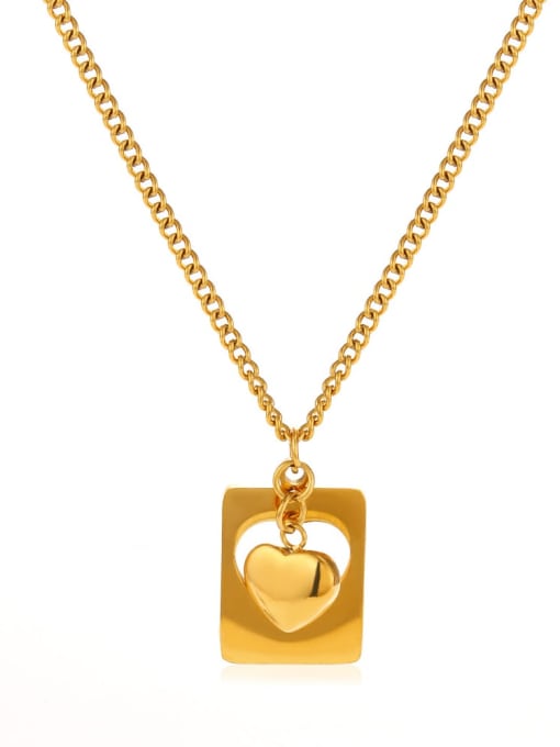 J$L  Steel Jewelry Stainless steel Heart Hip Hop Square Pendant Necklace 0