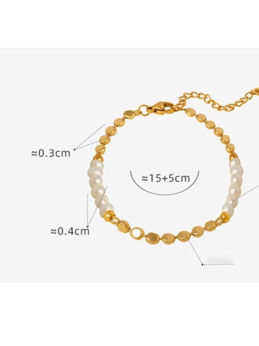 MAKA Brass Freshwater Pearl Geometric Dainty Bracelet 2