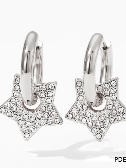 PDE1234 Stainless steel Cubic Zirconia Pentagram Trend Stud Earring