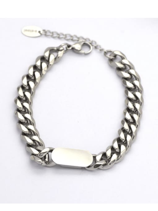 Steel color Titanium Steel Rectangle Hip Hop Link Bracelet