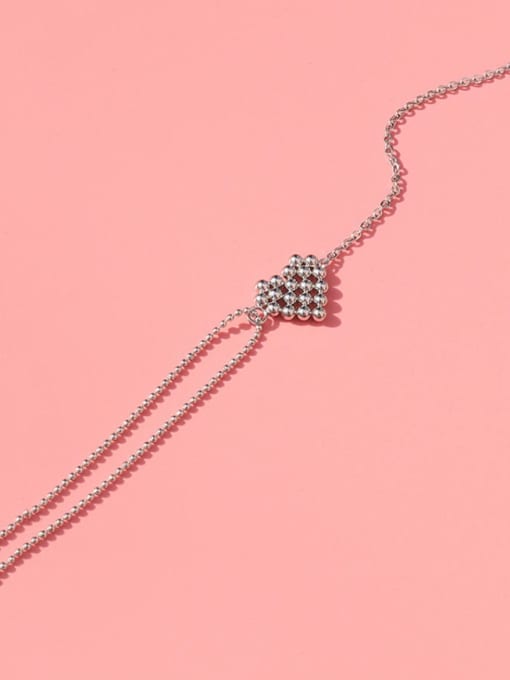 Steel color Bracelet 15 cm Titanium 316L Stainless Steel Bead Heart Vintage Link Bracelet with e-coated waterproof