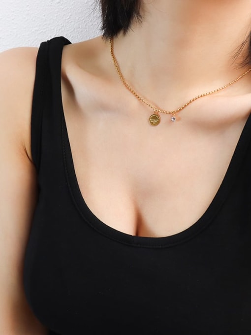 P601 GOLD Small 40+5cm Titanium 316L Stainless Steel Geometric Minimalist Necklace with e-coated waterproof