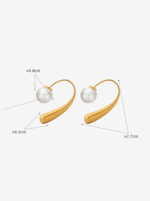 MAKA Titanium Steel Imitation Pearl Geometric Minimalist Hook Earring 2