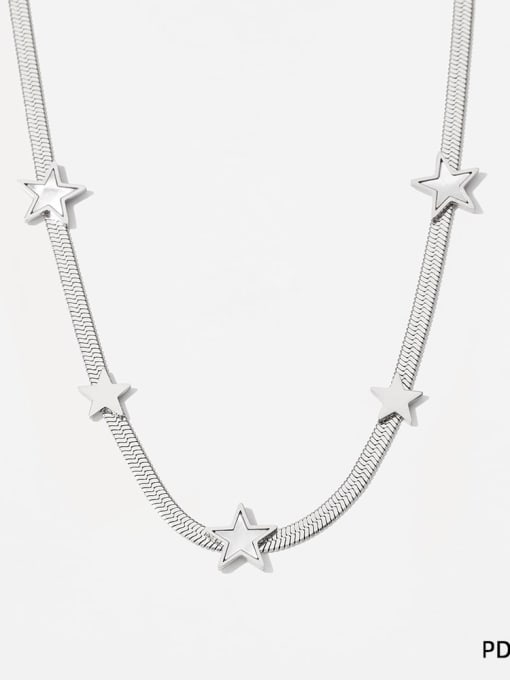 PDD243 Necklace White Stainless steel Trend Pentagram  Cubic Zirconia Bracelet and Necklace Set