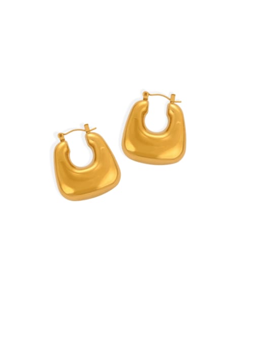 F1410 Gold Earrings Titanium Steel Geometric Hip Hop Huggie Earring