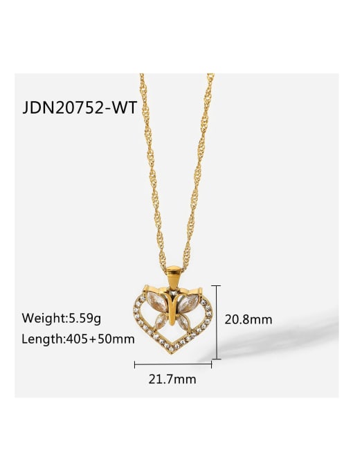 JDN20752 WT Stainless steel Cubic Zirconia Heart Trend Necklace