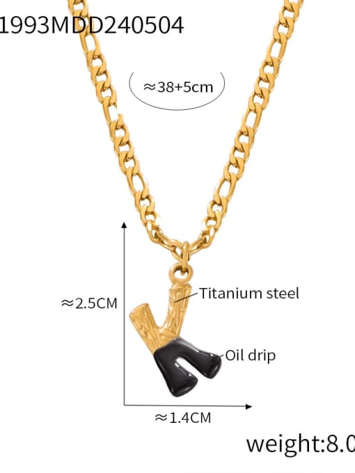 P1993 Gold Black Necklace K Titanium Steel Letter Hip Hop Necklace