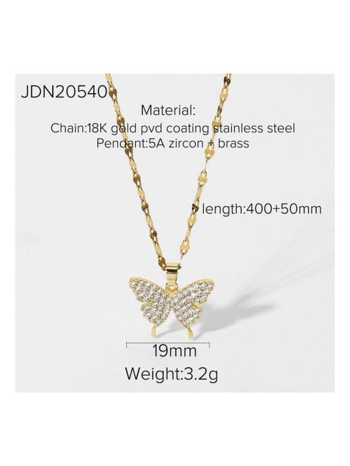 J&D Stainless steel Cubic Zirconia Butterfly Dainty Necklace 4