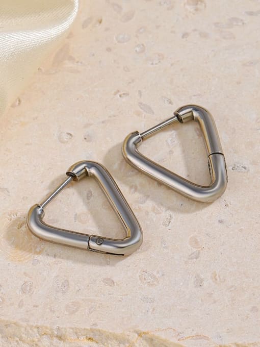 J$L  Steel Jewelry Stainless steel Triangle Minimalist Huggie Earring 2