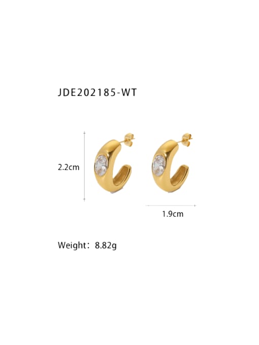 JDE202185 White Stainless steel Cubic Zirconia Geometric Hip Hop Stud Earring