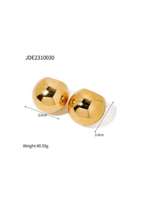 JDE2310030 gold Stainless steel Round Minimalist Stud Earring