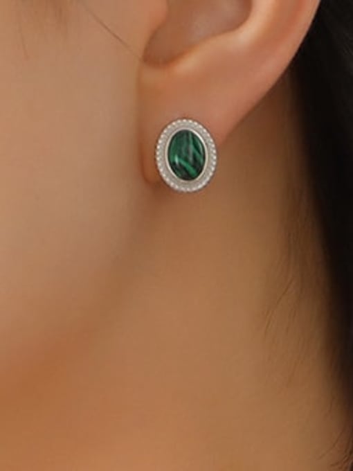 F638 steel Turquoise Earrings Titanium Steel Turquoise Vintage Geometric  Earring and Necklace Set