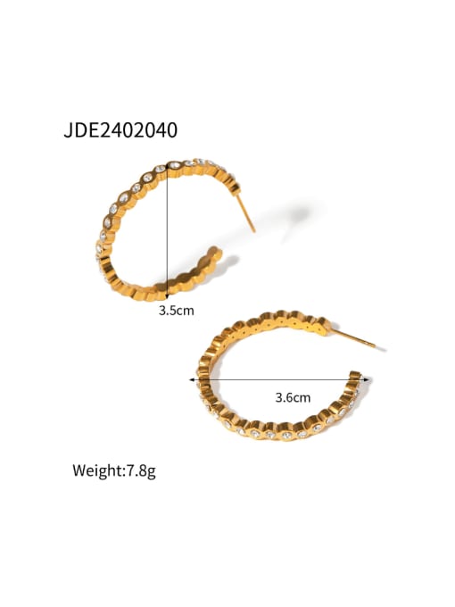 JDE2402040 Stainless steel Cubic Zirconia Geometric Hip Hop Stud Earring