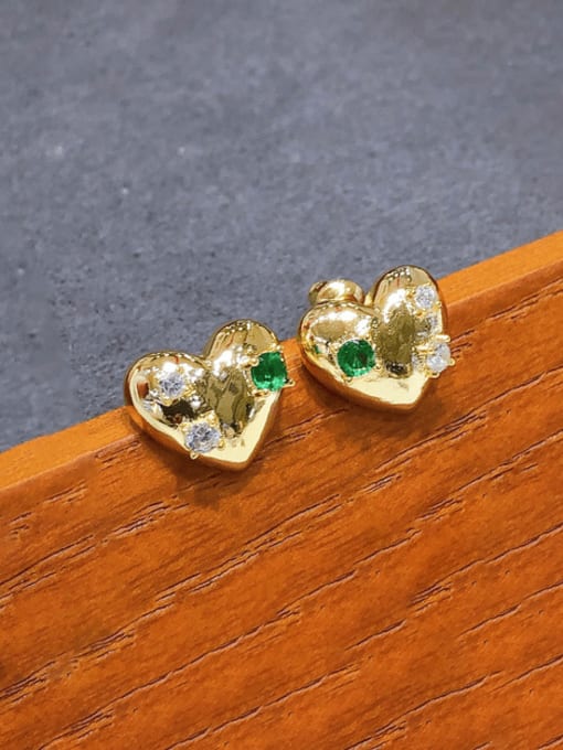 Clioro Brass Cubic Zirconia Heart Vintage Stud Earring 3