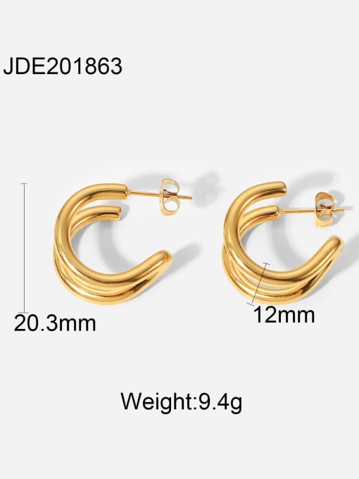 J&D Stainless steel Multilayer Geometric Minimalist Stud Earring 2