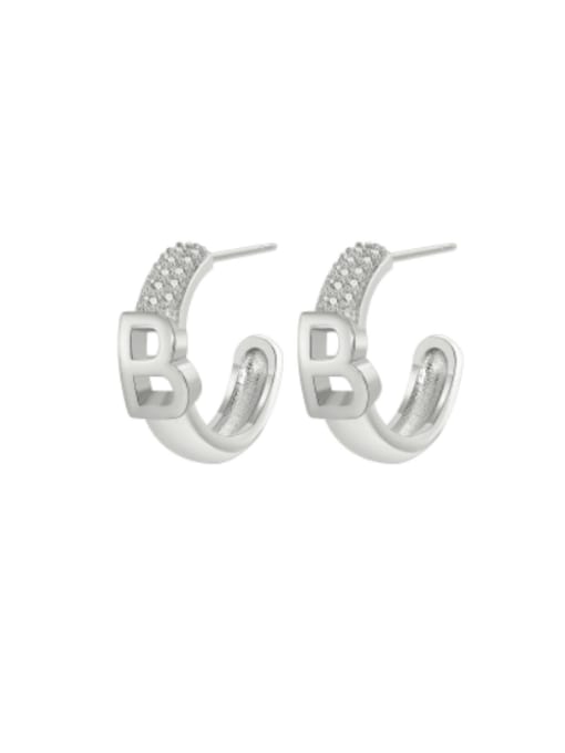 H00663 steel Alloy Cubic Zirconia Geometric Minimalist Stud Earring