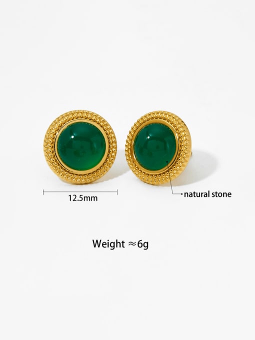 Green Agate KDE2264 Stainless steel Emerald Geometric Vintage Stud Earring
