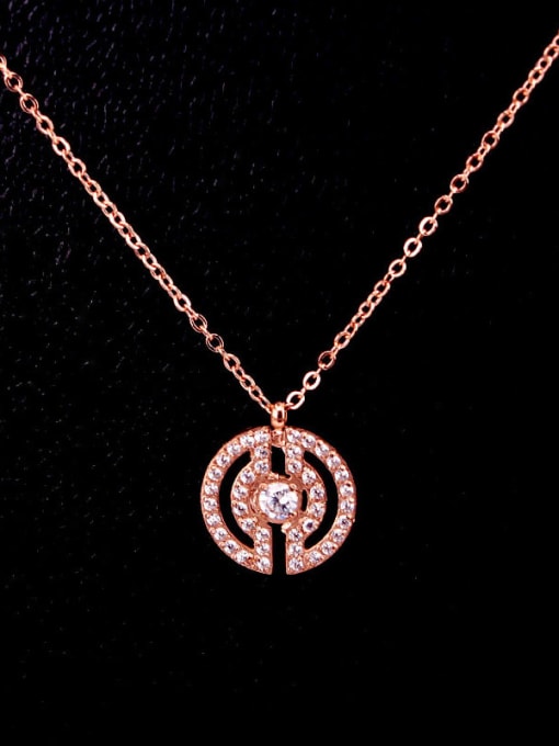 K.Love Titanium Rhinestone Round Minimalist pendant Necklace 3