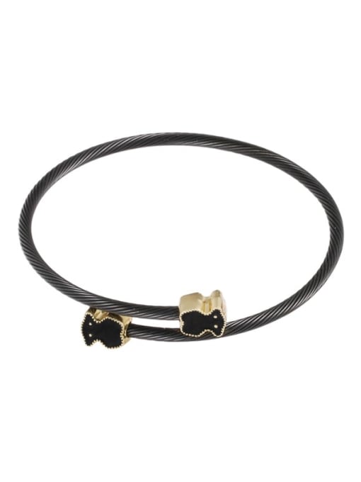 Black Cross Bear Bracelet Stainless steel Hip Hop Bear Ring Earring And Bracelet Set