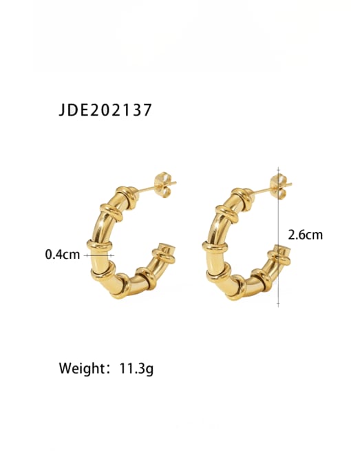 J&D Stainless steel Geometric Vintage C Shape Stud Earring 3