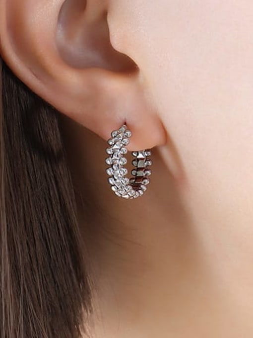 F721 steel earrings Brass Geometric Minimalist Stud Earring