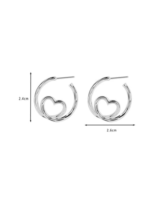 Clioro Brass Geometric Heart Minimalist Hoop Earring 3