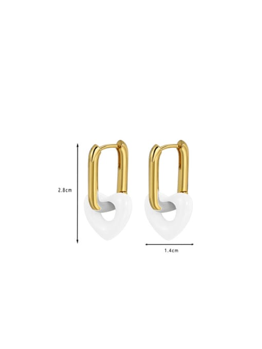 Clioro Brass Enamel Heart Minimalist Huggie Earring 3