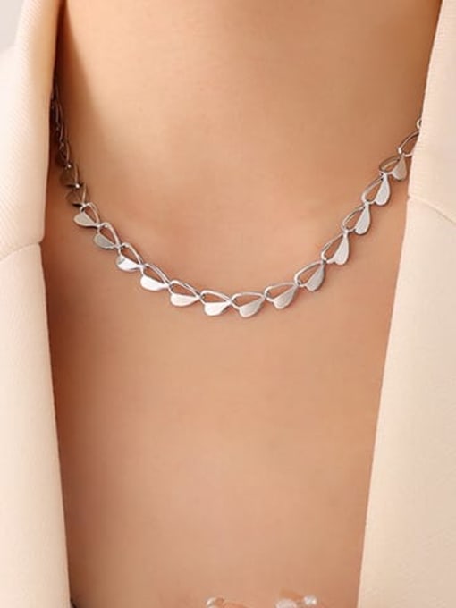 P262 Steel Necklace 40 +5cm Titanium Steel Minimalist Heart  Bracelet and Necklace Set
