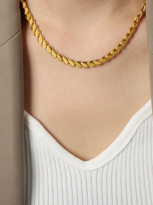 P1634 Gold Necklace 40 +5cm Trend Geometric Titanium Steel Bracelet and Necklace Set