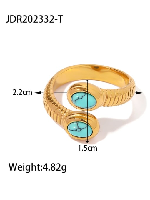 JDR202332 T Stainless steel Turquoise Geometric Hip Hop Band Ring