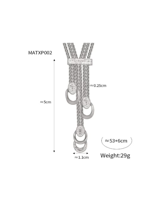 MATXP002 Steel Necklace Titanium Steel Cubic Zirconia Hip Hop Tassel   Bracelet and Necklace Set